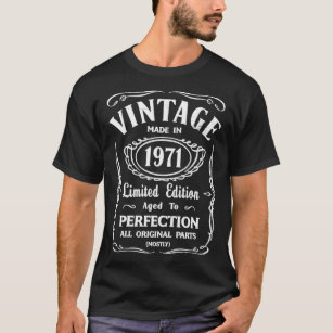 Vintage 1971 Birthday Gift Idea Whisky Label Style T-Shirt