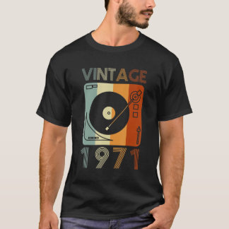 Vintage 1971 Retro Record Player Birthday Vinyl Dj T-Shirt