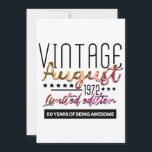 Vintage 1972 50 Years Old Gifts 50Th Birthday Gift Save The Date<br><div class="desc">Vintage 1972 50 Years Old Gifts 50Th
Birthday Gift in pink and gold gradient colors with textured text. Design Phrase is Vintage August 1972 Limited Edition,  50 Years Of Being Awesome. 50th birthday design makes an excellent gift for a friend,  family member,  or coworker. Great for your b-day party!</div>