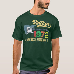 Vintage 1972 Birthday Gifts, Guitar Lovers 50th Bi T-Shirt