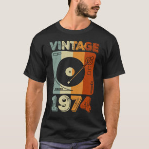 Vintage 1974 50 Years Old Boys Vinyl Record Player T-Shirt
