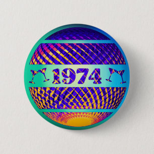 Vintage 1974 50th birthday gift 6 cm round badge