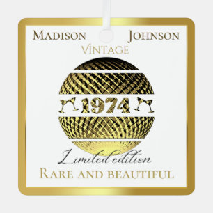 Vintage 1974 50th birthday gold metal tree decoration