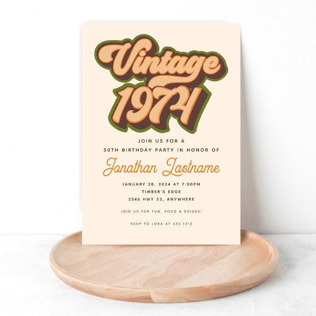 Vintage 1974 50th Birthday Invitation  (Creator Uploaded)