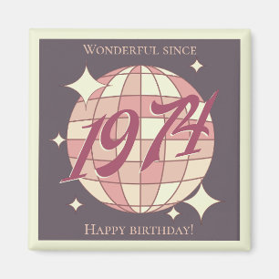 Vintage 1974 50th birthday retro purple  magnet