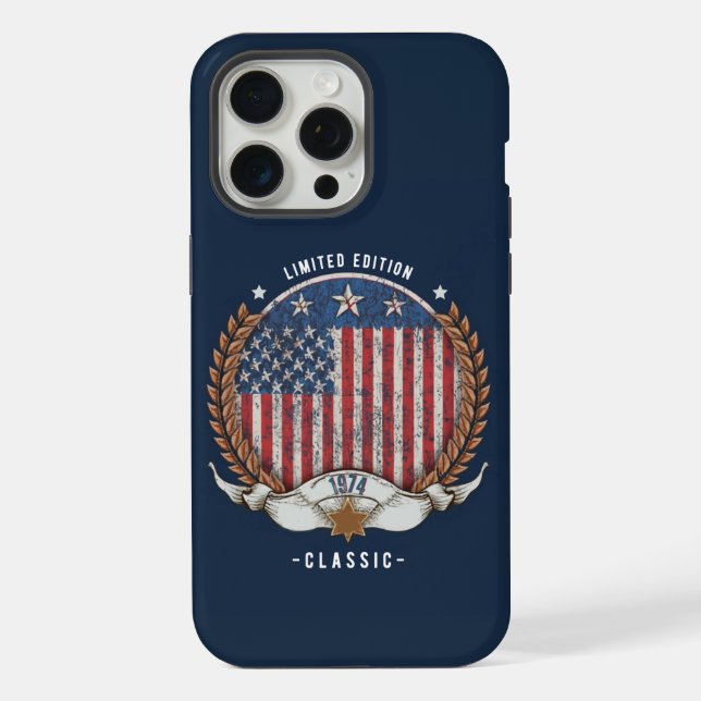 Vintage 1974 American Flag  iPhone Case (Back)