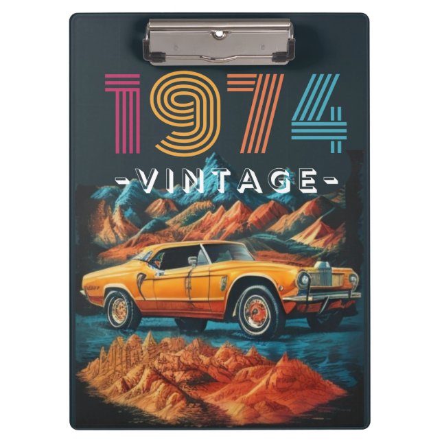 Vintage 1974 cool car clipboard (Front)