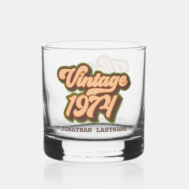 Vintage 1974 Custom Name Glass Tumbler (Front)