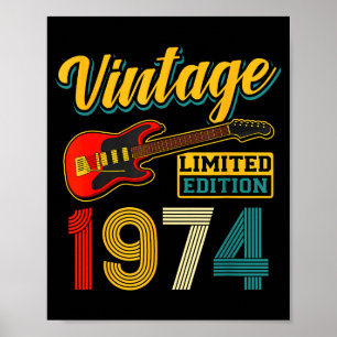 Vintage 1974 Limited Edition Guitar Birth Year Poster