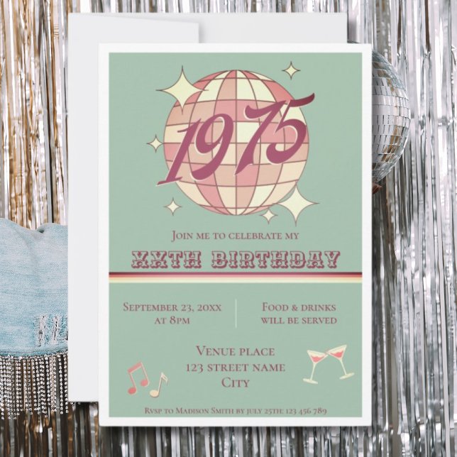 Vintage 1975 50th birthday party Invitation (Creator Uploaded)