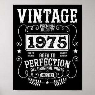 Vintage 1975 Birth Year Birthday Funny Quotes Retr Poster
