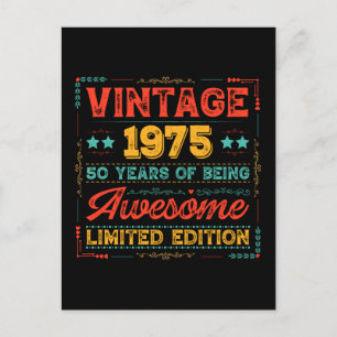 Vintage 1975 Made in 1975 50th Birthday 50 Years Holiday Postcard