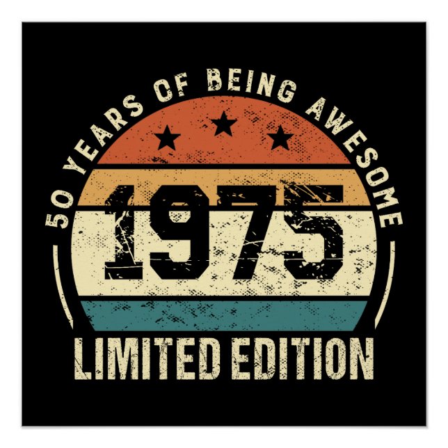 Vintage 1975 Retro 50th Birthday Anniversary Poster (Front)