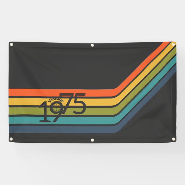 Vintage 1975 Retro Design Party Banner (Horizontal)