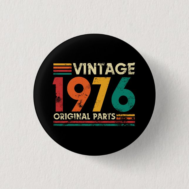 Vintage 1976 50th Birthday 3 Cm Round Badge (Front)