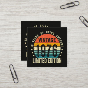 Vintage 1976 50th Birthday Born In 1976 Square Business Card