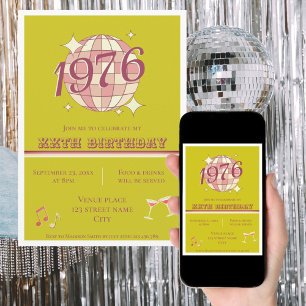Vintage 1976 50th birthday retro green  invitation
