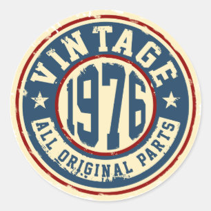 Vintage 1976 All Original Parts Classic Round Sticker