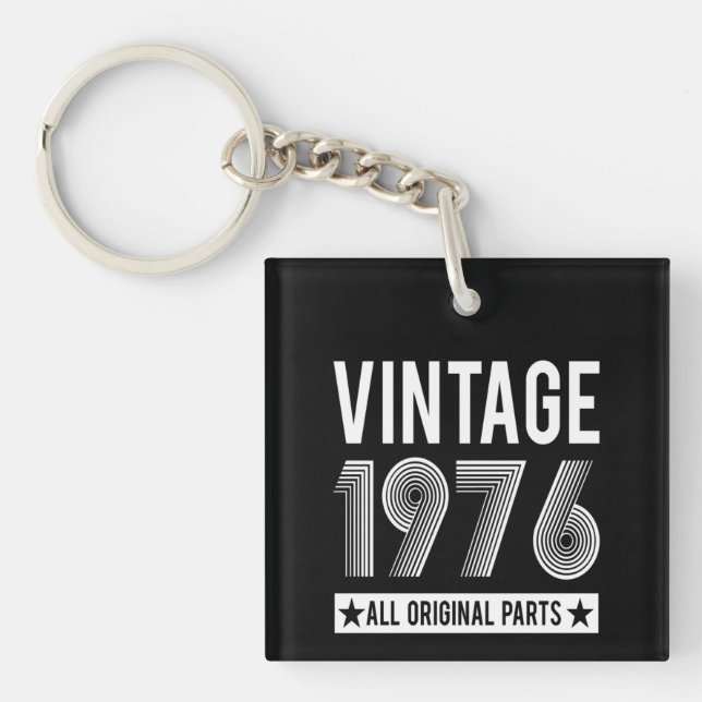 Vintage 1976 Birthday Acrylic Keychain (Front)