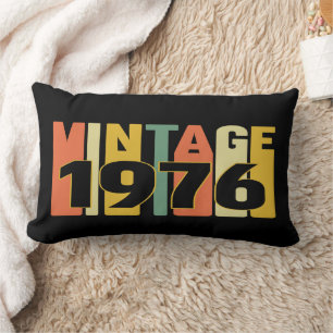 Vintage 1976 Birthday Cube Pouf Lumbar Cushion