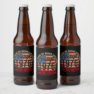 Vintage 1976 Limited Edition 50th Birthday Beer Bottle Label