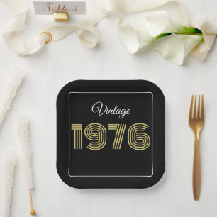 Vintage 1976 Retro Birthday 50th Birthday Paper Plate