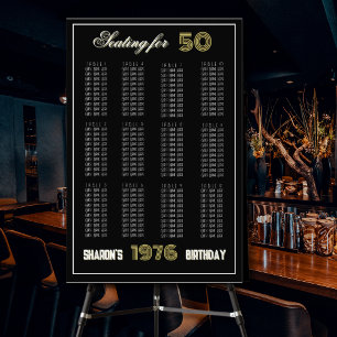 Vintage 1976 Retro Seating Chart 50th Birthday Photo Print