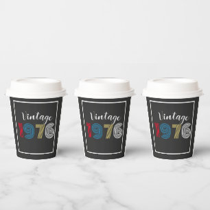 Vintage 1976 Retro Stripe Number 50th Birthday Paper Cups