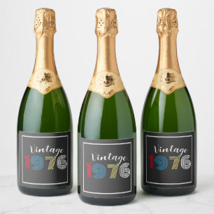 Vintage 1976 Retro Stripe Number 50th Birthday Sparkling Wine Label