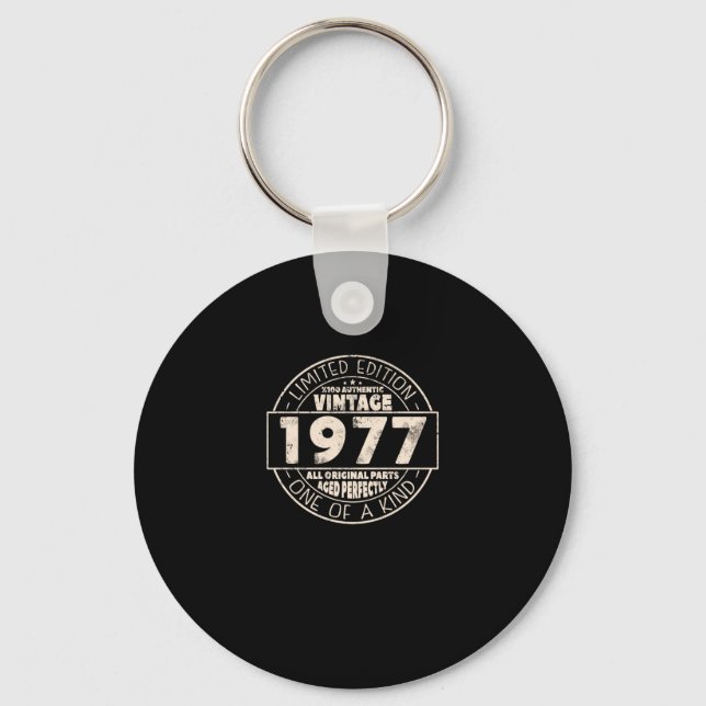 Vintage 1977 Birthday Gift Key Ring (Front)
