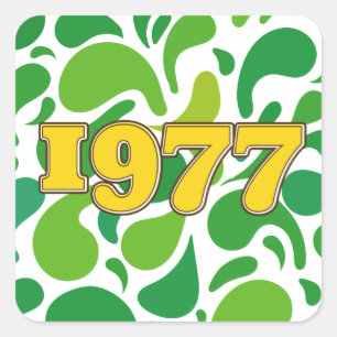 Vintage 1977 metal print square sticker