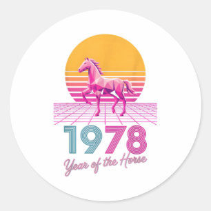 Vintage 1978 Year Of The Horse Fortune Lady Lunar Classic Round Sticker