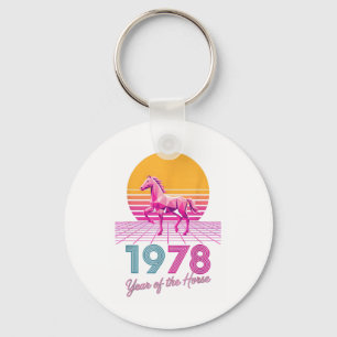 Vintage 1978 Year Of The Horse Fortune Lady Lunar Key Ring