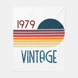 Vintage 1979 Retro Stripe Sun Fleece Blanket