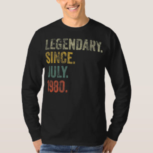 Vintage 1980 42nd Birthday Legendary Since July T-Shirt