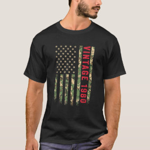 Vintage 1980 American Flag Camo 42 Years Old 42nd T-Shirt