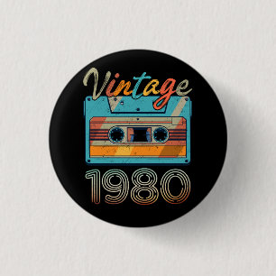 Vintage 1980 Cassette Tape Retro 43rd Birthday 43 3 Cm Round Badge