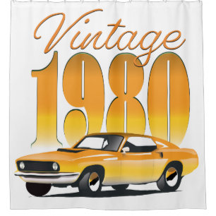 Vintage 1980 shower curtain