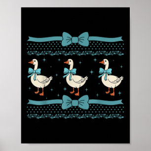 Vintage 1980s Blue Ribbon Goose With Hearts Funny Poster