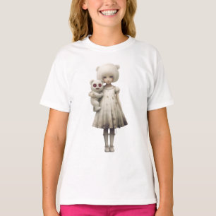 Vintage 1980s Girl Holds an evil zombie teddy bear T-Shirt