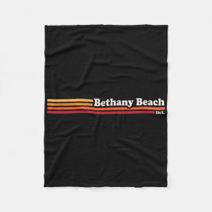 Vintage 1980s Graphic Style Bethany Beach Delaware Fleece Blanket