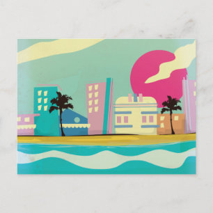 Vintage 1980s Miami Poster Postcard