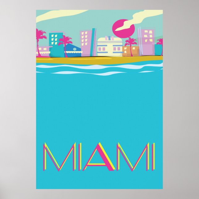 Vintage 1980s Miami Travel poster (Front)