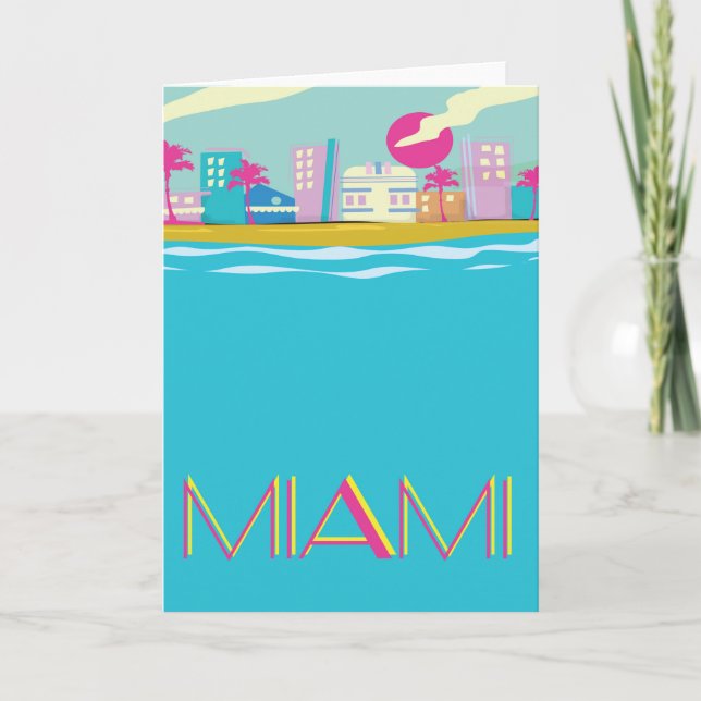 Vintage 1980s Miami Travel poster Holiday Card (Front)