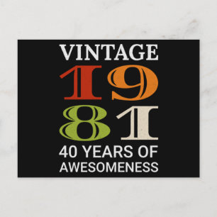 Vintage 1981 40th Birthday Quote Idea Birthday Postcard
