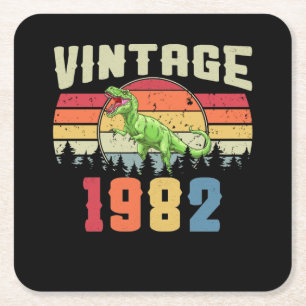 Vintage 1982 Birthday Gift Square Paper Coaster