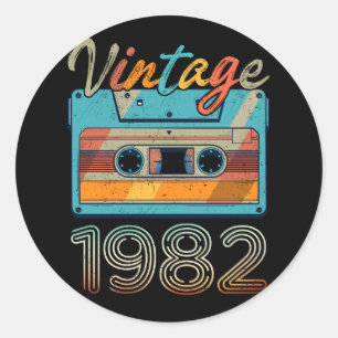 Vintage 1982 Cassette Tape Retro 41st Birthday 41  Classic Round Sticker