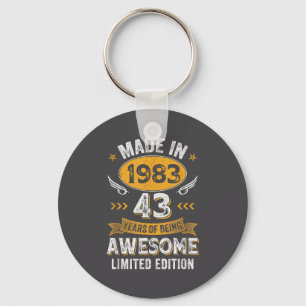 Vintage 1983 43 Years Old Birthday 43rd Birthday M Key Ring