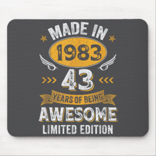 Vintage 1983 43 Years Old Birthday 43rd Birthday M Mouse Pad