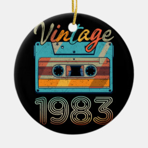 Vintage 1983 Cassette Tape Retro 40th Birthday 40  Ceramic Ornament
